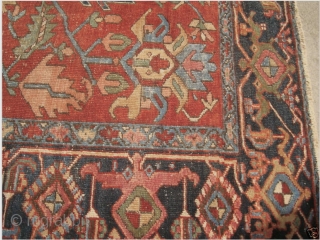 Antique Estate Heriz. It had been lightly painted like the old Sarouks. If you look at the picture of the rug rolled up you can better tell what the original color was,  ...