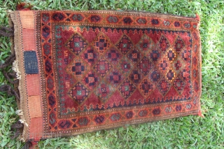 Unusual Baluch Balisht full Bag with beautiful kilim back- Do not pass up until you see photo taken inside. What I like about this piece is that it is quite lively and  ...