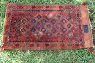 Unusual Baluch Balisht full Bag with beautiful kilim back- Do not pass up until you see photo taken inside. What I like about this piece is that it is quite lively and  ...