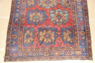 An Unusual Afshar with a very tribal feel. It had been cut for some reason near the center of the field. It measures about 43" x 54"      