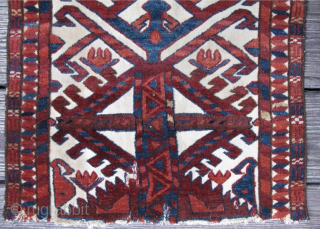 19th century Turkmen tent band fragment. How about those two large distinct Botehs which are closely aligned with Beshir's and Kirghiz rugs (similar to the picture clip I added to the end)  ...