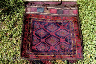 Detail of a good Baluch bag. 26"width x 28"length not including fringe. See better pictures within. Baluches are sometimes hard to photograph including this one. Click only once on picture 2 to  ...