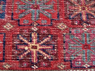 The pile on this Kurdish bag face has such a patina that when seen at certain angles of light makes it appear magnificent. There is a gorgeous deep aubergine.The blueish stars are  ...