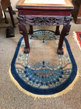 Small Meticulous Gem with a lot of Charm! This Peacock Chinese is circa 1910 and is in almost pristine condition. It measures 2 x 3. Table not included.     