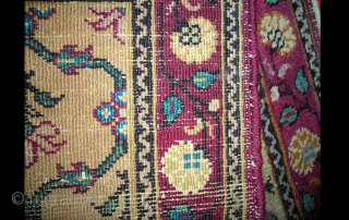 Antique miniature Indian rug with Mughal design. Agra? 26inches by 36inches.                      