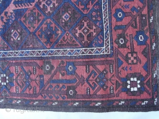 A Rare and Cute Antique Miniature of a Baluch Main Carpet. Measures 40inches x 58inches/101.6 cm x 147.3 cm including Kelim ends. Great border and with great aubergine. It is the smallest  ...