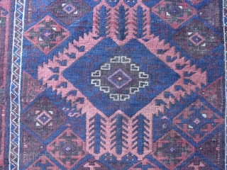 A Rare and Cute Antique Miniature of a Baluch Main Carpet. Measures 40inches x 58inches/101.6 cm x 147.3 cm including Kelim ends. Great border and with great aubergine. It is the smallest  ...