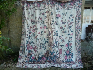 SOLD  Mezzaro from Genoa , glorious decorative textile made into a curtain, some damaged areas conserved but basically strong and usable, 18th/19th cent.         