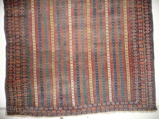 SOLD  Beautiful old mid 19th cent. Ersari type rug with rare cane design, original sidecords, areas of old repiling, 7ft x 4ft 9in approx.        