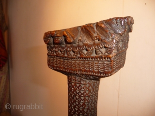 SOLD Pacific Islands , Superb handle from a ceremonial paddle, early 19th cent.good colour and patina , completely covered with intricate carving, 3ft 3ins.         