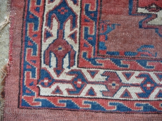 Fragmented Turkman juval 19th cent. lovely wool and good colours , needs washing.  SOLD                  
