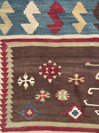 Antique Aleppo Kilim fragment, 1st side is 192cm 2nd is 184cm and width is 65 cm. 
Email : theantiquedecor@hotmail.com tel : +44 7985418910          