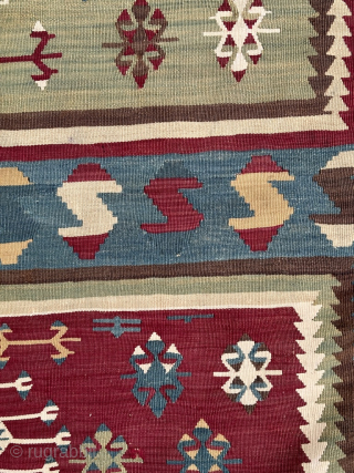 Antique Aleppo Kilim fragment, 1st side is 192cm 2nd is 184cm and width is 65 cm. 
Email : theantiquedecor@hotmail.com tel : +44 7985418910          