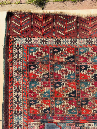 Antique & Rare Yomut Kotchak style rug with lot of silk which is light purple or pink. I could say end 19th century, even thought the condition is not good but it ...