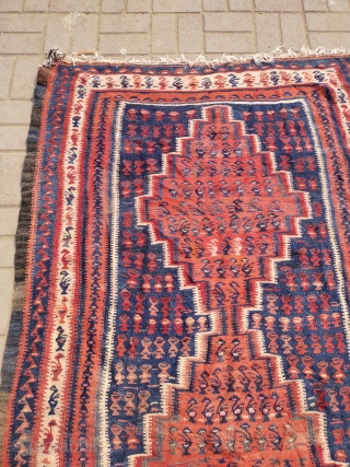 Antique sinnah killim with good size and colors in one side corner some demage need to repair.
Size 8.7 by 4.5 feet            