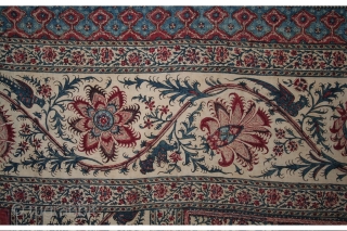 Antique 19th Century Indian Kalamkari, Beautiful piece, Condition..some small hole repair, One Area is repair Nicely). you see in image, Size 195x140 CM...Approx..(IMG_00026083)          