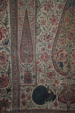 Antique 19th Century Indian Kalamkari, Beautiful piece, Condition..some small hole repair, One Area is repair Nicely). you see in image, Size 195x140 CM...Approx..(IMG_00026083)          