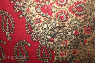 Antique 1850th Century Indian Kalamkari, Beautiful piece, Birds and flowers, Condition..few holes otherwise excellent, see in image, Size 185x116 Cm..Approx.(IMG_00026084)             