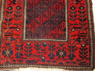  A late 19th / early 20th century Baluch 

Size 142 x 84 cm

In good overall condition with full pile and sound colours. Traces remain of the brocaded kilim at both ends,  ...