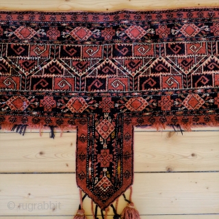  An early 20th century Ersari Kapunuk/Khalyk/Trapping 
 A large trapping (164 x 46 (74)cm in very good condition, complete, (with the exception of the 'internal' braided tassels), with a full dense  ...