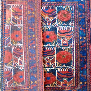 A Khamseh Khorjin/Bagface 

Size 70 x 61.5 cm

An unusual compartmentalised Khamseh bagface with full pile and all natural colours, (kilim ends have been removed). The motifs are highly abstracted and suggest roses(pomegranates?)  ...