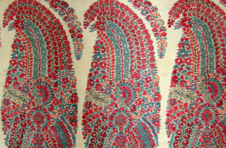 A,1800 century indian mugal Kashmir shawl fragment.100 x 84 cm.very early and excellent shawl.colors are very nice and the condition of fragment is very good.....!        