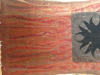 Antique 1850th century indian kashmir long shawl with amazing design..
As you can see the colours are very nice & bright but may be the pics are not to clear.allover the long shawl  ...