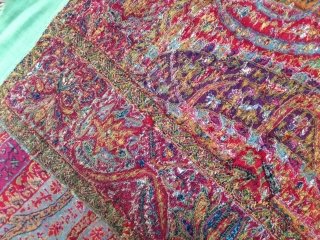 Antique 1850th century indian kashmir long shawl with amazing design..
As you can see the colours are very nice & bright but may be the pics are not to clear.allover the long shawl  ...