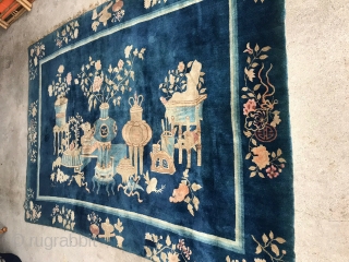 Beautiful antique chinese Bao-Tou rug. 260 x 180 cm / 8'8" x 6'.                    