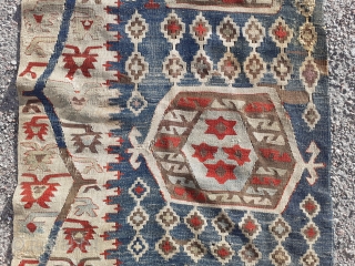 19th century Kelim hotamis fragment size 226 x 82 cm.                       