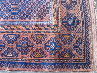 Nice large Baluch in great shape. Rare field design c. 1900. 8'10" x 5'7". 270 x 170 cm.               