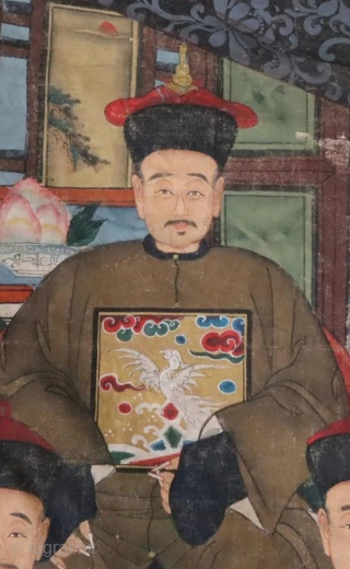 Chinese Qing Dynasty Ancestors Painting. 245 x 150 cm.