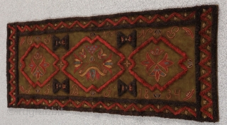 Swedish carriage cushion dated 1834. 138 x 53 cm.                        