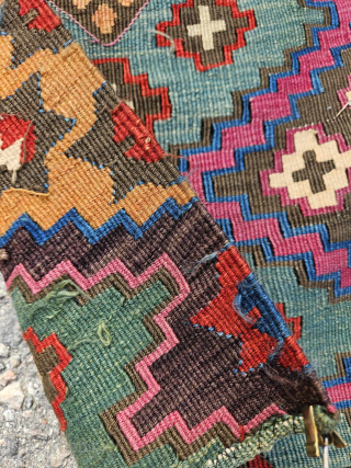A pair of Turkish kilim panels with rings for hanging on the wall. Great condition. Size 220 x 90 cm.             