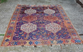 Nice beautiful Khamseh, late 19th century/early 20th century. 191 x 164 cm / 6'4" x 5'6".                 