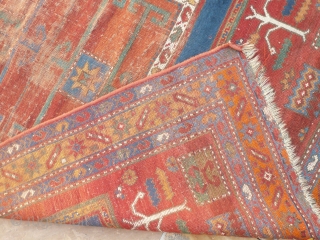 Double niche 19th Century Fachralo Kazak prayer rug. 210 x 142 cm. 7' x 4'9".                  