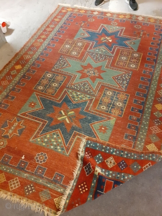 Beautiful early 20th century Kazak. Has two old repairs. 235 x 170 cm/ 7'10" x 5'8".                 