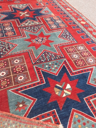 Beautiful early 20th century Kazak. Has two old repairs. 235 x 170 cm/ 7'10" x 5'8".                 