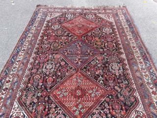 Gorgeous late 19th century Khamseh with great details. 300 x 220 cm / 10' x 7'4".                 