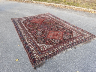 Gorgeous late 19th century Khamseh with great details. 300 x 220 cm / 10' x 7'4".                 