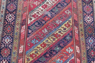 19th century caucasian Karabagh with beautiful colours. 247 x 121 cm / 8'3" x 4'.                  