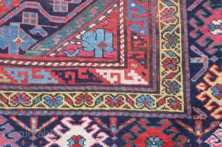 19th century caucasian Karabagh with beautiful colours. 247 x 121 cm / 8'3" x 4'.                  