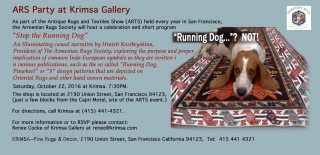 As part of the Antique Rugs and Textiles Show (ARTS) held every year in San Francisco, the Armenian Rugs Society will host a celebration and short program on Saturday, October 22, 2016  ...