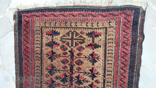 Antique Baluch Prayer Rug circa 1900 Size 155 x 87 cm Need to repair the border on both side.              