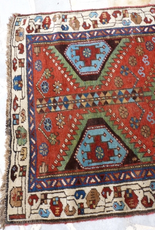 Antique Kurdish 185 x 105 cm. 3 very small holes recharged wool otherwise good condition.                  