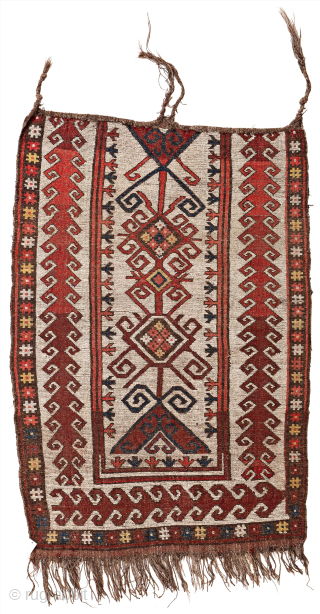 Kyrgyz eshik tysh (tent door hanging), Ferghana Valley, late 19th century, 150 x 94 cm, A piece of stark, dramatic beauty, in very good condition. Rare.       