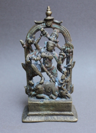 A bronze figurine of Durga Devi, Central Asia, Semirechye, 9th – early 10th century, a rare example of early Buddhist Art of Central Asia. h. 11.7 cm; w. 6.5 cm Published: Arts  ...