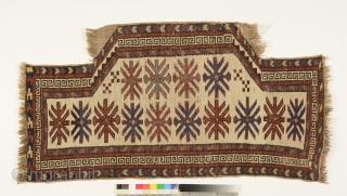 Kyrgyz Saddle Rug, Alai mountains, c. 1880, all-natural dyes, in a museum condition, a rare piece
Size: 51cm by 102cm
For a similar rug see Antipina K.I. The Kyrgyz Carpet. Ed. by George W.  ...