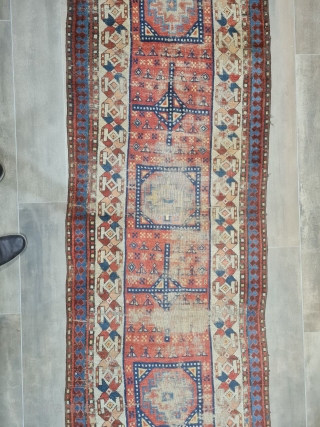 antique kazak mogan size 343x86 cm                           