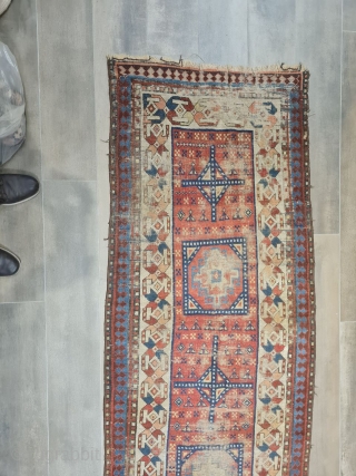 antique kazak mogan size 343x86 cm                           